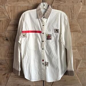 Vintage 70's You Babes Long Sleeve Shirt White Size S Streetwear